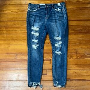 Judy Blue Dark Blue Distressed Skinny Jeans